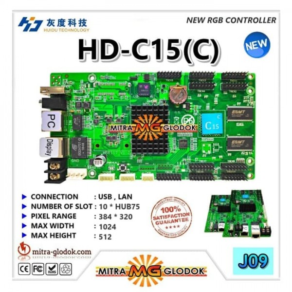 HD-C15-C Videotron & Running Text Controller Card HUB 75 | Full Color RGB - USB + LAN