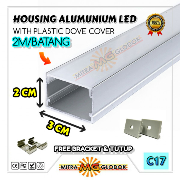 Housing Alumunium Aluminium LED Strip / Rigid / Bar | Type H - Cover Dove - 2 Meter