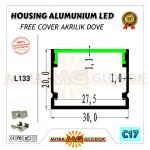 Housing Alumunium Aluminium LED Strip / Rigid / Bar | Type H - Cover Dove - 2 Meter